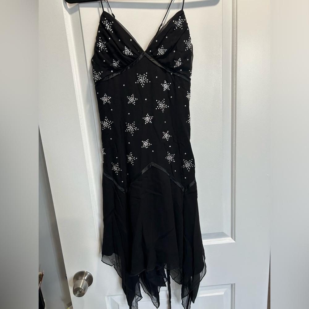 Y2K Betsey Johnson Rhinestone Stars Dress- Ribbon Corset -Mint condition Size 4